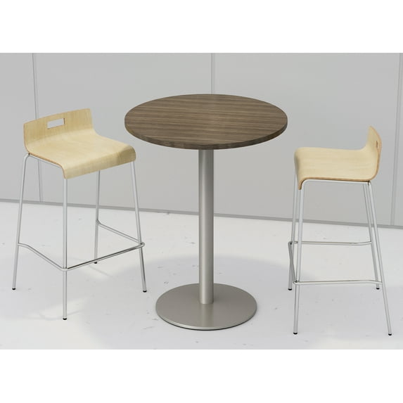 KFI Studios Mode Round 2.5' Bistro Table Set, Studio Teak, 2 Natural Jive Barstools