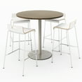 thumbnail image 1 of KFI Studios Mode Round 3.5' Bistro Table Set, Studio Teak, 4 White Jive Barstools, 1 of 1