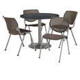thumbnail image 1 of KFI Studios Mode Round 3.5' Dining Table Set, Brownstone, 4 Graphite Nebula KOOL Chairs, 1 of 5