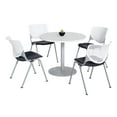 thumbnail image 1 of KFI Studios Mode Round 3.5' Dining Table Set, Designer White, 4 Black KOOL Chairs, 1 of 1