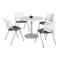 thumbnail image 1 of KFI Studios Mode Round 3.5' Dining Table Set, Designer White, 4 Brownstone KOOL Chairs, 1 of 1