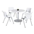 thumbnail image 1 of KFI Studios Mode Round 3.5' Dining Table Set, Designer White, 4 White KOOL Chairs, 1 of 1
