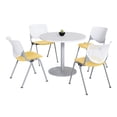 thumbnail image 1 of KFI Studios Mode Round 3.5' Dining Table Set, Designer White, 4 Yellow KOOL Chairs, 1 of 1