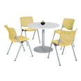 thumbnail image 1 of KFI Studios Mode Round 3.5' Dining Table Set, Designer White, 4 Yellow KOOL Chairs, 1 of 1