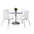 thumbnail image 1 of KFI Studios Mode Round 3.5' Dining Table Set, Grey Nebula, 4 White Jive Chairs, 1 of 3
