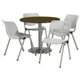 thumbnail image 1 of KFI Studios Mode Round 3.5' Dining Table Set, Light Grey, 4 Graphite Nebula KOOL Chairs, 1 of 5