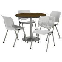 KFI Studios Mode Round 3.5' Dining Table Set, Light Grey, 4 Graphite Nebula KOOL Chairs