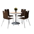 thumbnail image 1 of KFI Studios Mode Round 3.5' Dining Table Set, Walnut, 4 Espresso Jive Chairs, 1 of 3