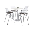 thumbnail image 1 of KFI Studios Mode Round 3' Bistro Table Set, Designer White, 4 Brownstone KOOL Barstools, 1 of 1