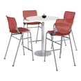thumbnail image 1 of KFI Studios Mode Round 3' Bistro Table Set, Designer White, 4 Coral KOOL Barstools, 1 of 2