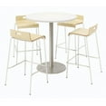 thumbnail image 1 of KFI Studios Mode Round 3' Bistro Table Set, Designer White, 4 Natural Jive Barstools, 1 of 1