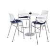 thumbnail image 1 of KFI Studios Mode Round 3' Bistro Table Set, Designer White, 4 Navy KOOL Barstools, 1 of 1