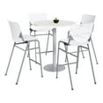 thumbnail image 1 of KFI Studios Mode Round 3' Bistro Table Set, Designer White, 4 White KOOL Barstools, 1 of 2