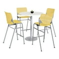 thumbnail image 1 of KFI Studios Mode Round 3' Bistro Table Set, Designer White, 4 Yellow KOOL Barstools, 1 of 1