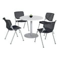 thumbnail image 1 of KFI Studios Mode Round 3' Dining Table Set, Designer White, 4 Black KOOL Chairs, 1 of 1