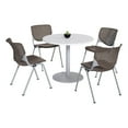 thumbnail image 1 of KFI Studios Mode Round 3' Dining Table Set, Designer White, 4 Brownstone KOOL Chairs, 1 of 1