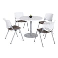 thumbnail image 1 of KFI Studios Mode Round 3' Dining Table Set, Designer White, 4 Brownstone KOOL Chairs, 1 of 1