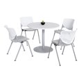 thumbnail image 1 of KFI Studios Mode Round 3' Dining Table Set, Designer White, 4 Light Grey KOOL Chairs, 1 of 1