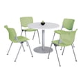 thumbnail image 1 of KFI Studios Mode Round 3' Dining Table Set, Designer White, 4 Lime Green KOOL Chairs, 1 of 1