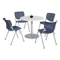 thumbnail image 1 of KFI Studios Mode Round 3' Dining Table Set, Designer White, 4 Navy KOOL Chairs, 1 of 1