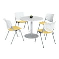 thumbnail image 1 of KFI Studios Mode Round 3' Dining Table Set, Designer White, 4 Yellow KOOL Chairs, 1 of 1