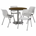 thumbnail image 1 of KFI Studios Mode Round 3' Dining Table Set, Graphite Nebula, 4 Burgundy KOOL Chairs, 1 of 5