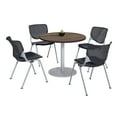 thumbnail image 1 of KFI Studios Mode Round 3' Dining Table Set, Studio Teak, 4 Black KOOL Chairs, 1 of 1