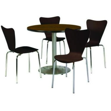 KFI Studios Mode Round 3' Dining Table Set, Walnut, 4 Espresso Jive Chairs