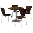 thumbnail image 1 of KFI Studios Mode Round 3' Dining Table Set, Walnut, 4 Espresso Jive Chairs, 1 of 2