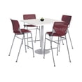 thumbnail image 1 of KFI Studios Mode Square 3.5' Bistro Table Set, Designer White, 4 Burgundy KOOL Barstools, 1 of 1