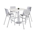 thumbnail image 1 of KFI Studios Mode Square 3.5' Bistro Table Set, Designer White, 4 Light Grey KOOL Barstools, 1 of 1