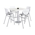 thumbnail image 1 of KFI Studios Mode Square 3.5' Bistro Table Set, Designer White, 4 Light Grey KOOL Barstools, 1 of 1