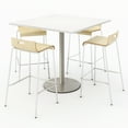 thumbnail image 1 of KFI Studios Mode Square 3.5' Bistro Table Set, Designer White, 4 Natural Jive Barstools, 1 of 1