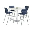 thumbnail image 1 of KFI Studios Mode Square 3.5' Bistro Table Set, Designer White, 4 Navy KOOL Barstools, 1 of 1