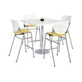 thumbnail image 1 of KFI Studios Mode Square 3.5' Bistro Table Set, Designer White, 4 Yellow KOOL Barstools, 1 of 1