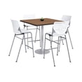thumbnail image 1 of KFI Studios Mode Square 3.5' Bistro Table Set, River Cherry, 4 White KOOL Barstools, 1 of 1