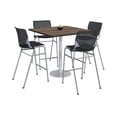 thumbnail image 1 of KFI Studios Mode Square 3.5' Bistro Table Set, Studio Teak, 4 Black KOOL Barstools, 1 of 1