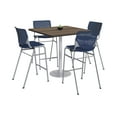 thumbnail image 1 of KFI Studios Mode Square 3.5' Bistro Table Set, Studio Teak, 4 Navy KOOL Barstools, 1 of 1