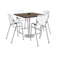 thumbnail image 1 of KFI Studios Mode Square 3.5' Bistro Table Set, Studio Teak, 4 White KOOL Barstools, 1 of 1