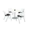 thumbnail image 1 of KFI Studios Mode Square 3.5' Dining Table Set, Designer White, 4 Black KOOL Chairs, 1 of 1