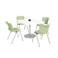 thumbnail image 1 of KFI Studios Mode Square 3.5' Dining Table Set, Designer White, 4 Lime Green KOOL Chairs, 1 of 1