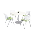 thumbnail image 1 of KFI Studios Mode Square 3.5' Dining Table Set, Designer White, 4 Lime Green KOOL Chairs, 1 of 1