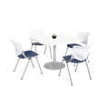 thumbnail image 1 of KFI Studios Mode Square 3.5' Dining Table Set, Designer White, 4 Navy KOOL Chairs, 1 of 1