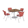 thumbnail image 1 of KFI Studios Mode Square 3.5' Dining Table Set, River Cherry, 4 Coral KOOL Chairs, 1 of 1