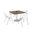 thumbnail image 1 of KFI Studios Mode Square 3.5' Dining Table Set, River Cherry, 4 White KOOL Chairs, 1 of 1