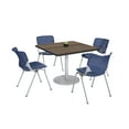 thumbnail image 1 of KFI Studios Mode Square 3.5' Dining Table Set, Studio Teak, 4 Navy KOOL Chairs, 1 of 1