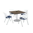 thumbnail image 1 of KFI Studios Mode Square 3.5' Dining Table Set, Studio Teak, 4 White & Navy KOOL Chairs, 1 of 1
