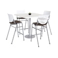 thumbnail image 1 of KFI Studios Mode Square 3' Bistro Table Set, Designer White, 4 Brownstone KOOL Barstools, 1 of 1