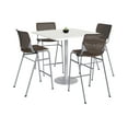 thumbnail image 1 of KFI Studios Mode Square 3' Bistro Table Set, Designer White, 4 Brownstone KOOL Barstools, 1 of 1