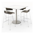 thumbnail image 1 of KFI Studios Mode Square 3' Bistro Table Set, Designer White, 4 Espresso Jive Barstools, 1 of 1